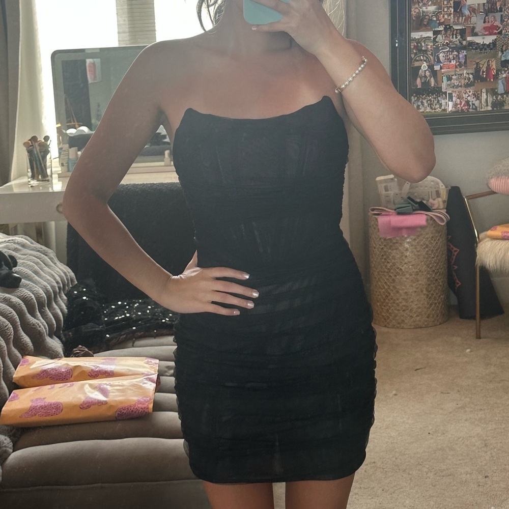 White Fox Boutique Black Strapless Mini Dress